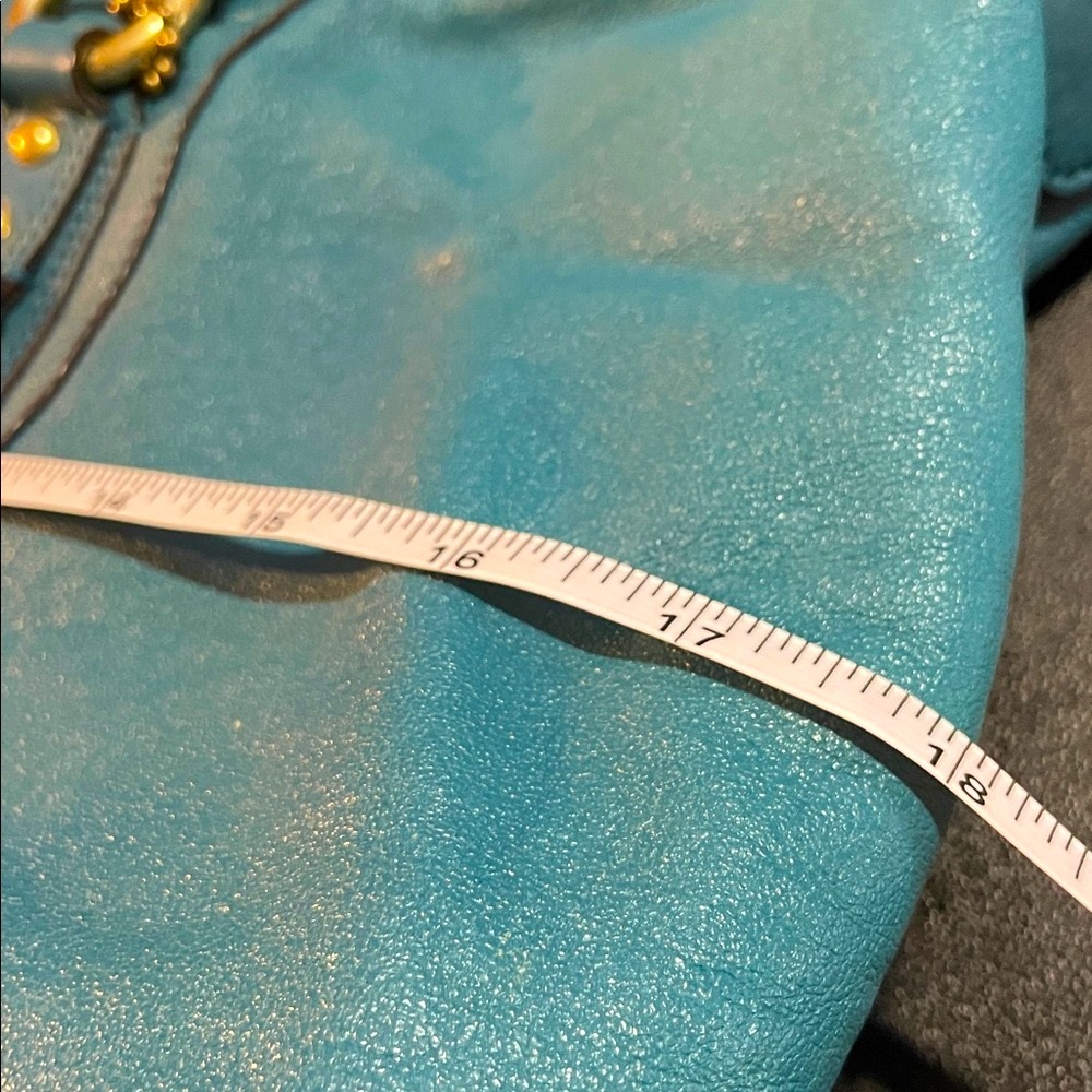 🎉HP🎉Coach Aqua Blue Teal Leather Satchel - Picture 10 of 14